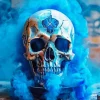 Blue Smoke Skull Paint By Numbers