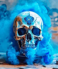 Blue Smoke Skull Paint By Numbers