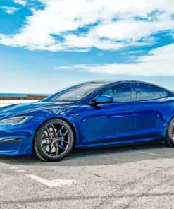 Blue Tesla Car Paint By Numbers