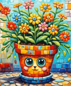 Cute Flowers Pot Paint By Numbers