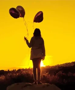 Gairl With Balloon Paint By Numbers