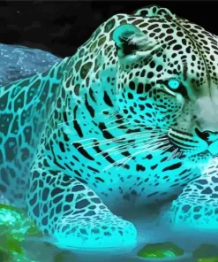 Neon Blue Jaguar Paint By Numbers