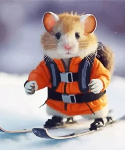 Rat Skiing In Snow Paint By Numbers