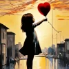 Silhouette Girl With Balloon Paint By Numbers