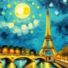 Starry Night Eiffel Tower Paint By Numbers