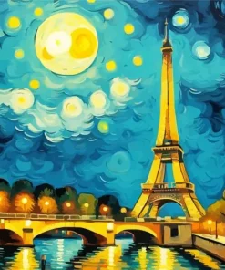 Starry Night Eiffel Tower Paint By Numbers