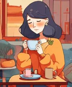 Woman Drinking Coffee Paint By Numbers