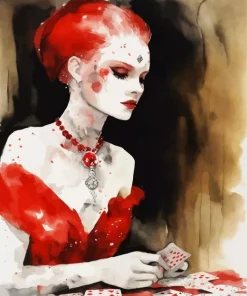 Woman Playing Cards Paint By Numbers