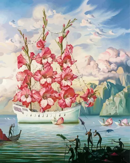 Boat Flowers paint by number Boat Flowers Paint By Numbers