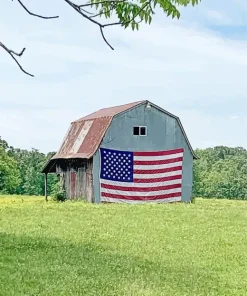 Barn With American Flag Paint By Numbers