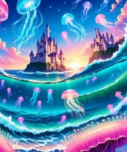 Pink Jellyfish Undewater Paint By Numbers