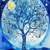 Blue Tree Circles Paint By Numbers