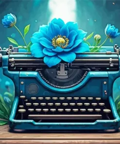 Typewriter And Flower Paint By Numbers