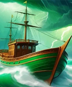 Boat In Storm Paint By Numbers