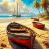 Boats On Beach Paint By Numbers