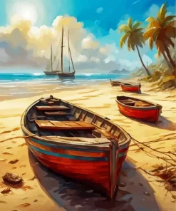 Boats On Beach Paint By Numbers