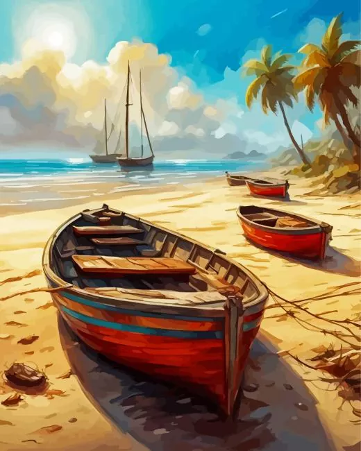 boats on beach paint by number Boats On Beach Paint By Numbers