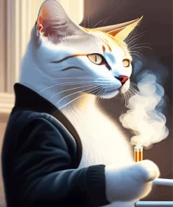 Cat Smoking Cigarette Paint By Numbers