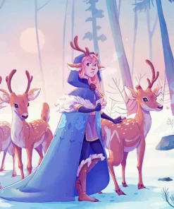 Deer And Girl Paint By Numbers