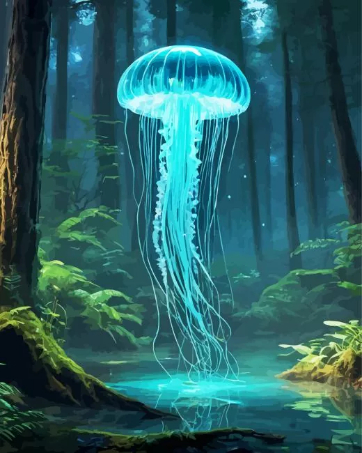 forest blue jellyfish paint by numbers Forest Blue Jellyfish Paint By Numbers