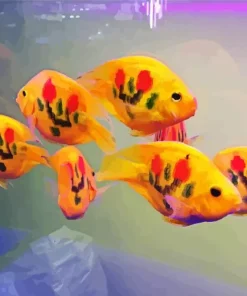 Heart Parrot fishes Paint By Numbers