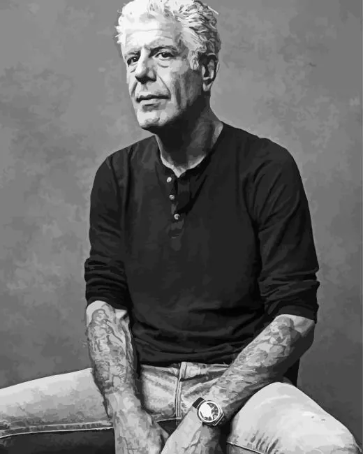 Black And White Anthony Bourdain paint by number Black Anthony Bourdain Paint By Numbers