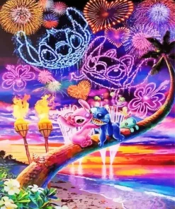 Disney Pink Stitch Paint By Numbers