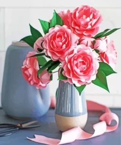 Pink Camellias Bouquet Paint By Numbers