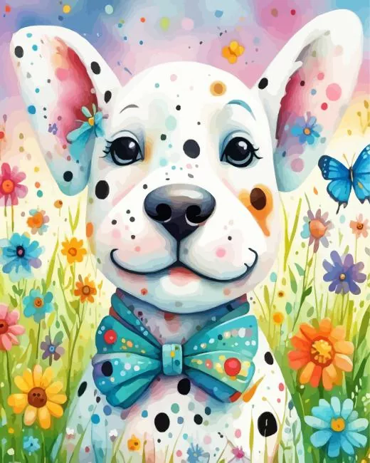 adorable dog with butterfly paint by numbers Dog With Butterfly Paint By Numbers