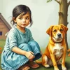 Dog With Girl Paint By Numbers