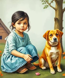 Dog With Girl Paint By Numbers