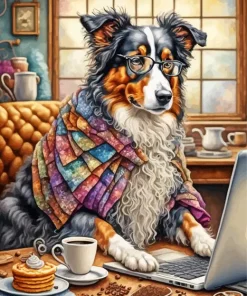 Aedog With Glasses Paint By Numbers