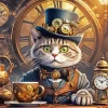 Cat Drinking Tea Paint By Numbers
