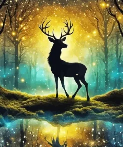 Deer Silhouette Art Paint By Numbers