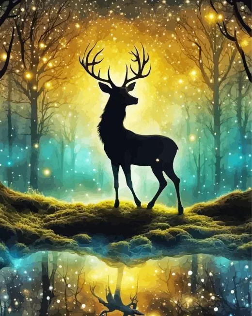aesthetic deer silhouette art paint by number Deer Silhouette Art Paint By Numbers