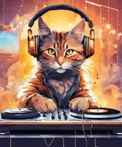 Aesthetic Dj Cat Art Paint By Numbers