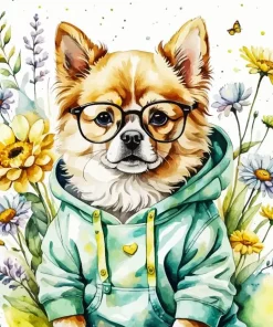 Dog And Flowers Paint By Numbers