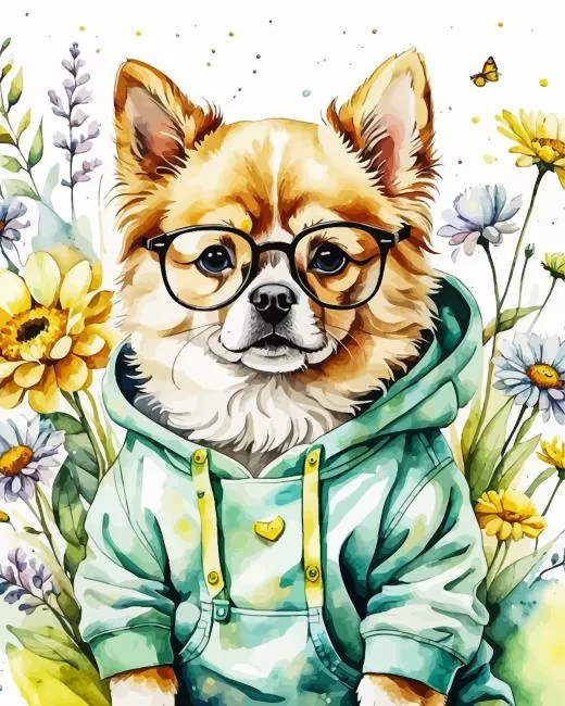 aesthetic dog and flowers art paint by numbers Dog And Flowers Paint By Numbers