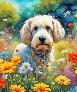 Dog In A Field Art Paint By Numbers