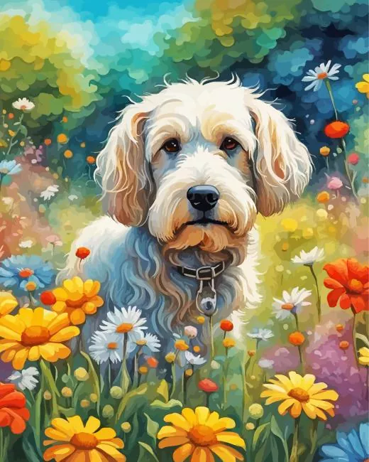 aesthetic dog in a field art paint by number Dog In A Field Art Paint By Numbers