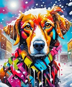 Dog In Snow Art Paint By Numbers