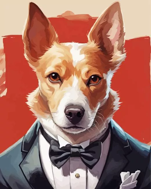 aesthetic dog in tuxedo art paint by number Dog In Tuxedo Art Paint By Numbers
