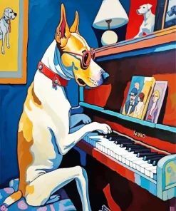 Aesthetic Dog Playing Piano Paint By Numbers