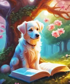Dog Reading A Book Paint By Numbers