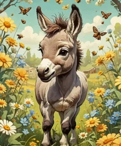Aesthetic Donkey Flowers Paint By Numbers