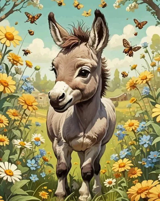 aesthetic donkey flowers paint by number Aesthetic Donkey Flowers Paint By Numbers