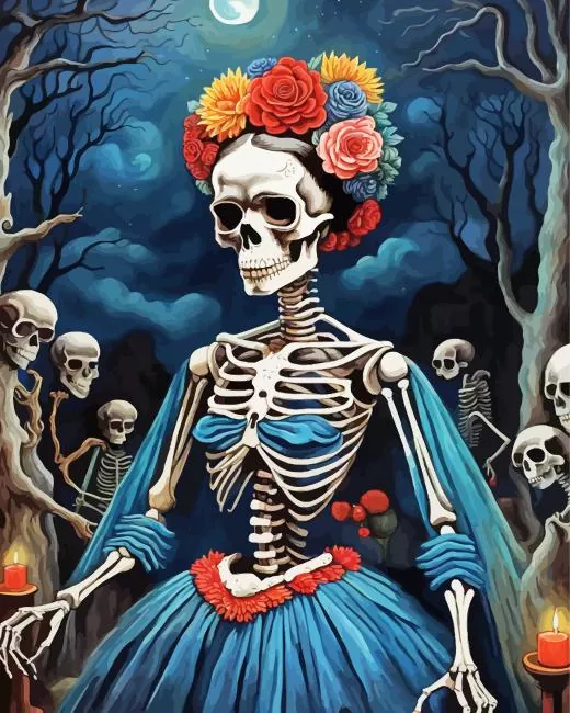 aesthetic frida kahlo skull art paint by number Frida Kahlo Skull Paint By Numbers