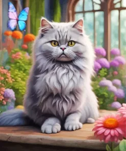 The Grey Persian Cat Paint By Numbers