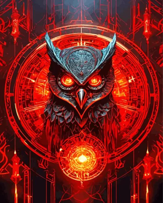 black owl with red eyes paint by numbers Owl With Red Eyes Paint By Numbers