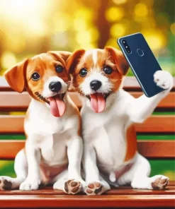 Puppies Taking Selfie Paint By Numbers